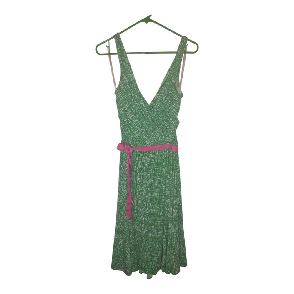 BCBG MaxAzria | Green Dress with Pink Belt